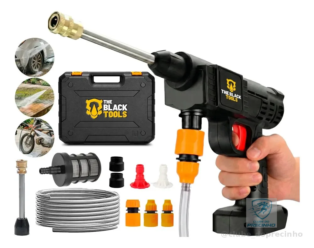 Lavadora Lava Jato Portátil Pressão 600w Bivolt + Acessórios Preto 127/220v 60 Hz