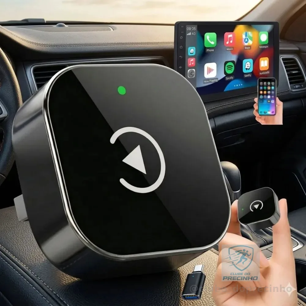 Carplay Adaptador Sem Fio Car Play Android Auto 2 Em 1 Usb