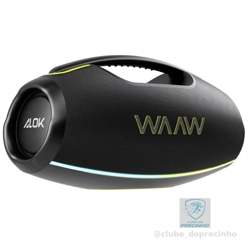 WAAW by ALOK Caixa de Som HYPERBOOM 1000 Bluetooth, À Prova D'Água, Até 12h de Autonomia, Tecnologia TWS, 180W RMS