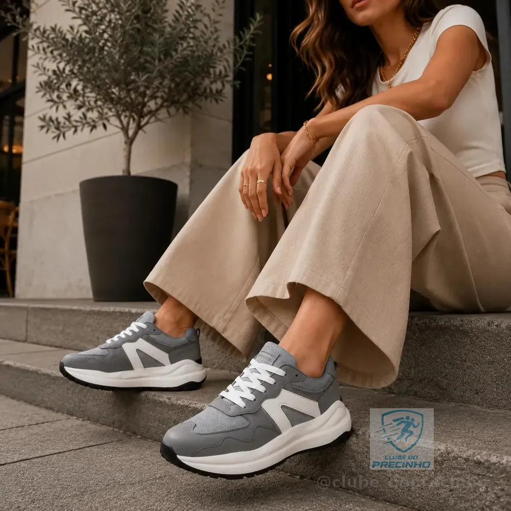 Tênis Anacapri Mia Chunky Feminino Conforto Casual Cinza 35