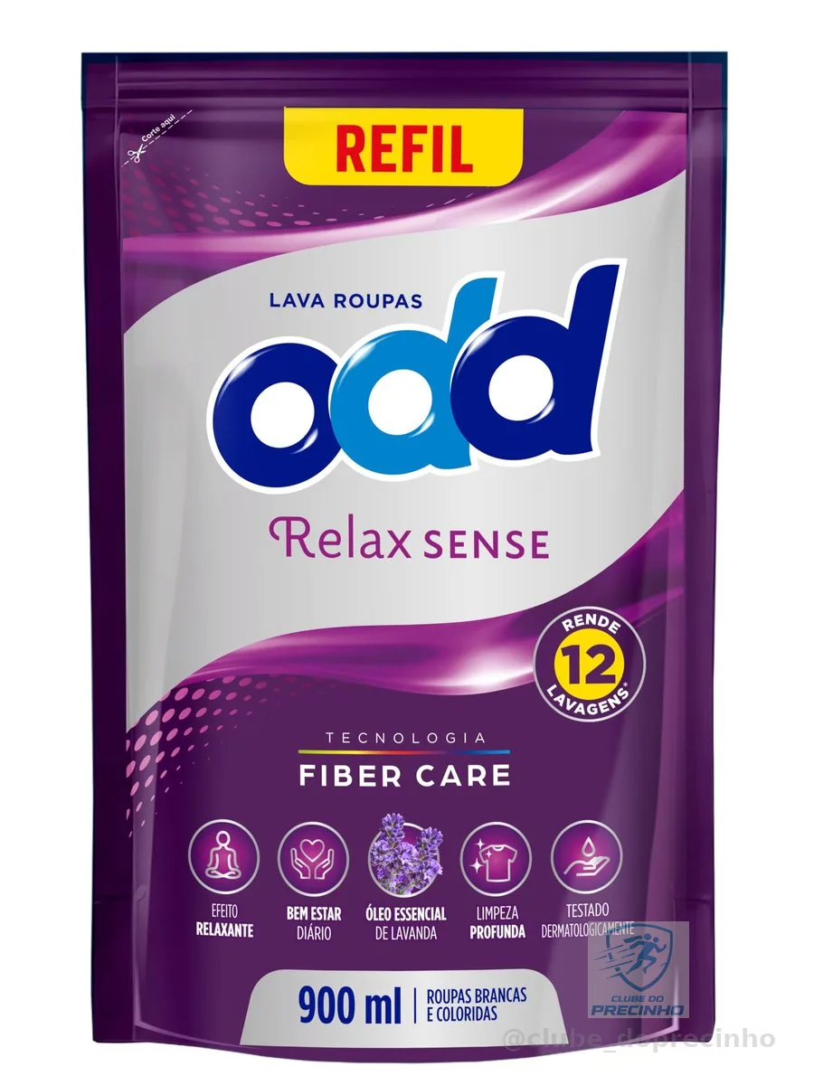 Lava Roupas Líquido Relax Sense Refil 900ml com Óleo de Lavanda