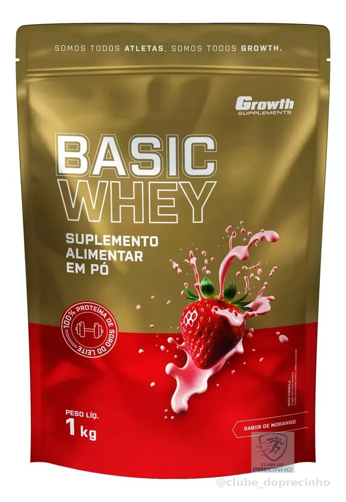 Basic Whey 1kg Growth Supplements Morango