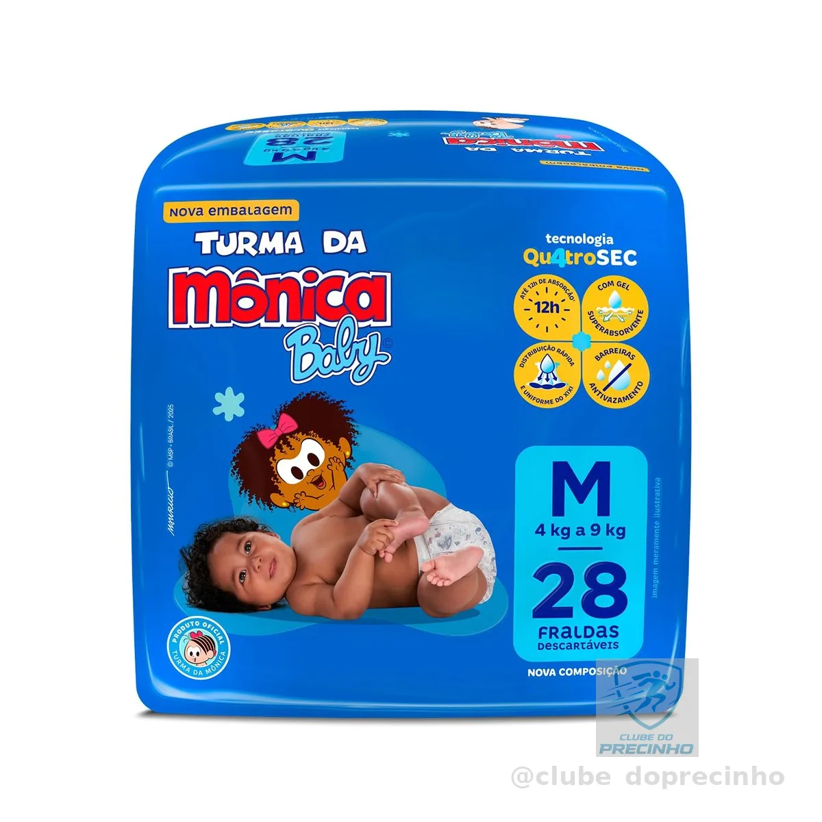 Fralda Turma da Mônica Baby Jumbo M 28 Unidades