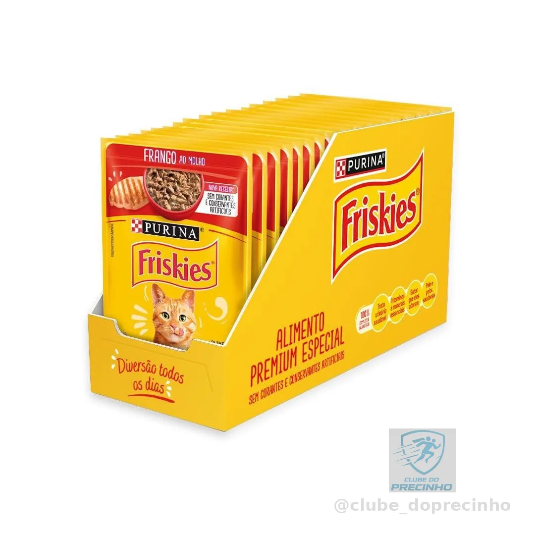 Pack Nestlé Purina Friskies Ração Úmida Para Gatos Adultos Frango Ao Molho - Com 15 Sachês 85g