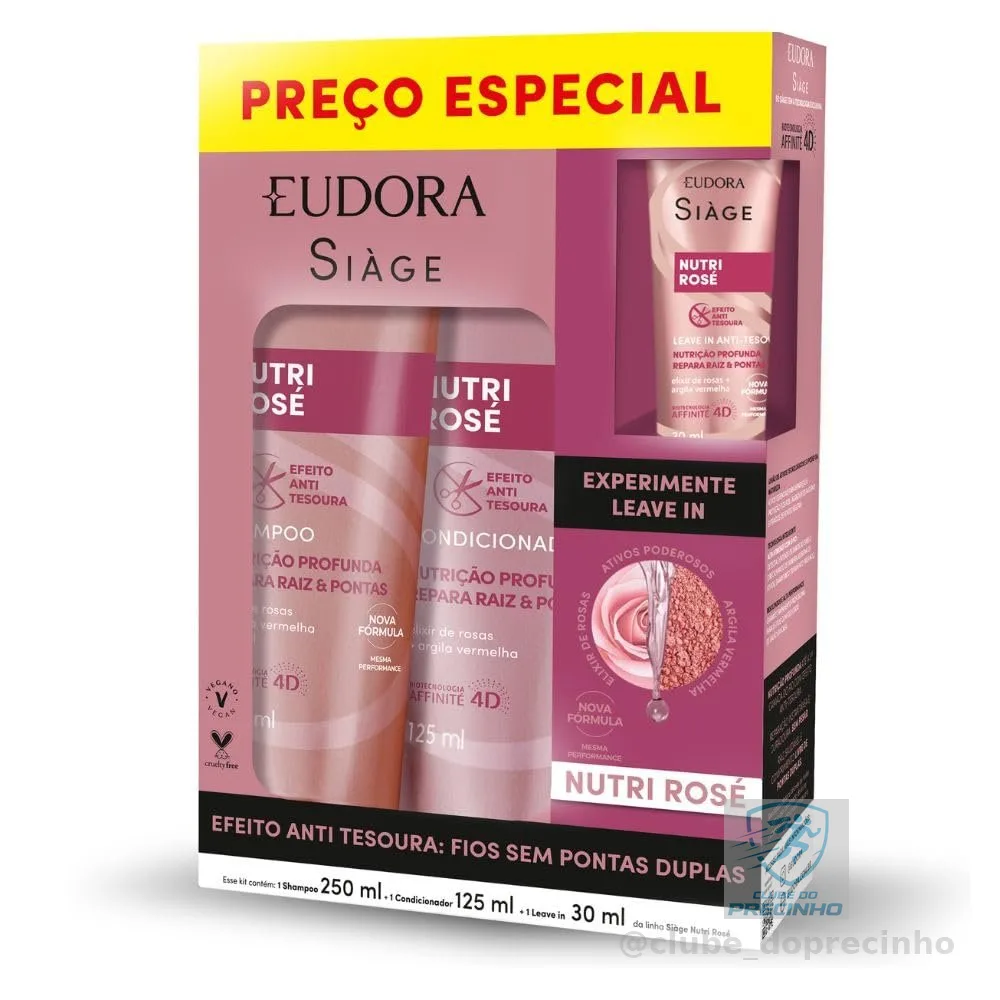 Eudora SIàge Promopack Nutri Rose Shampoo 250ml + Condicionador 125ml + Leave-in 30ml