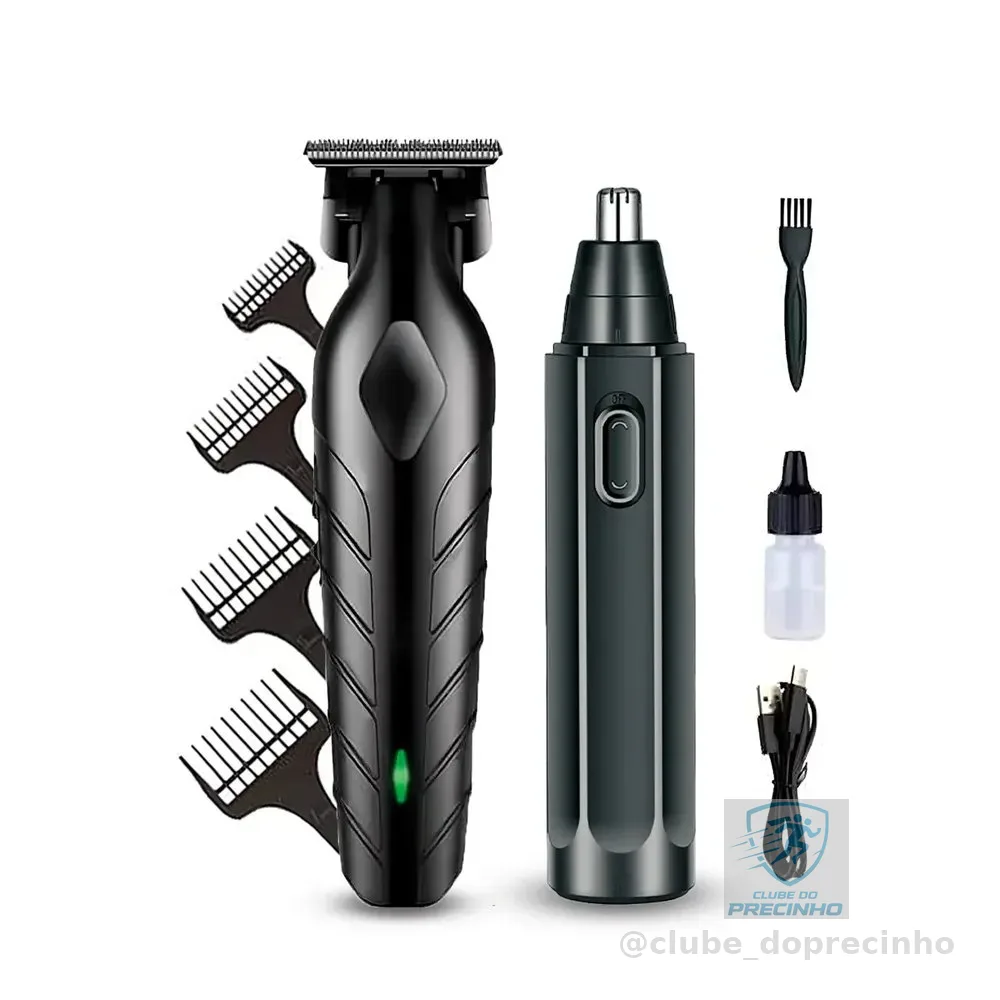 Máquina De Corte Acabamento Profissional Com Aparador De Nariz Cabelo Pelo Barbear Maquininha Detalhes Sem Fio Preto Catálogo
