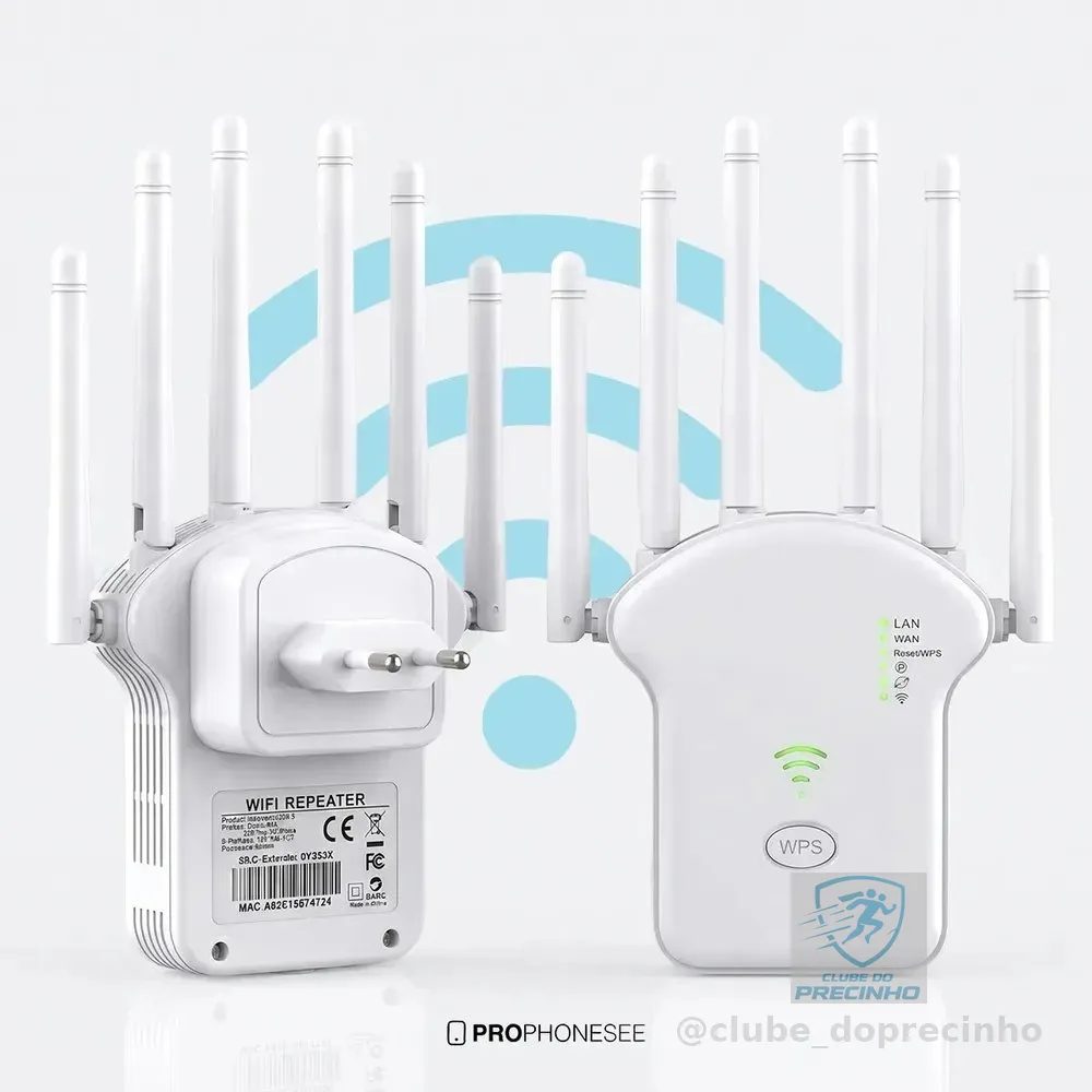 Repetidor Wifi Sinal Internet Ponto De Acesso Roteador Gigabit Banda Dupla 6 Antenas Uso Interno Externo Wireless Amplificador Potente Sem Fio Turbo Longo Alcance Ganho Longa Distância Tomada Portas