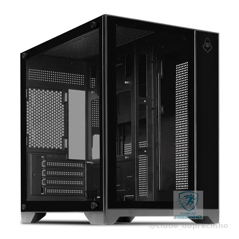 Gabinete Gamer Aquário Mancer CV100, Mid-Tower, Lateral De Vidro, Preto, MCR-CV100-BK