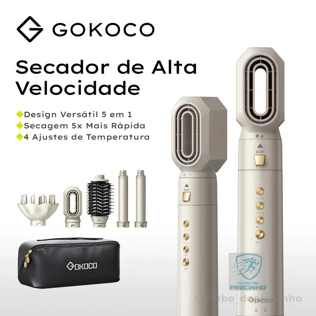 GOKOCO Escova Secadora 5 Em 1 Conjunto De Secador De Cabelo Multifuncional De Alta Velocidade Dupla voltagem 110V-240V
