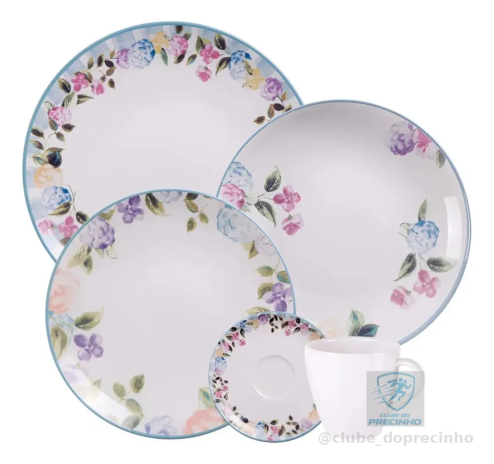 Aparelho De Jantar Tramontina Aura Porcelana 20 Peças Florido