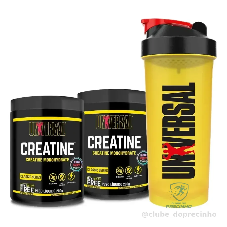 Creatina Monohydrate Universal Nutrition Em Pó 200g Com Coqueteleira Sem Sabor