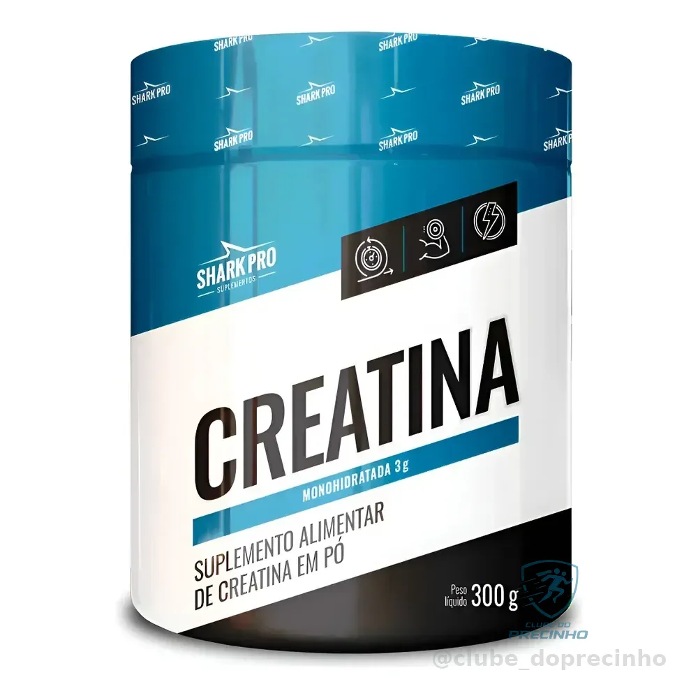 Creatina Pura 300g 100% Monohidratada - Shark Pro Sabor Natural