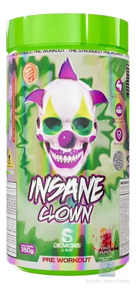 Pré-Treino Vegano Insane Clown 350g Sabor Ponche de Frutas Demons Lab
