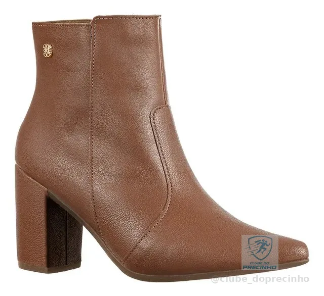 Bota Bico Fino Coturno Feminino Cano Curto Salto Confortável