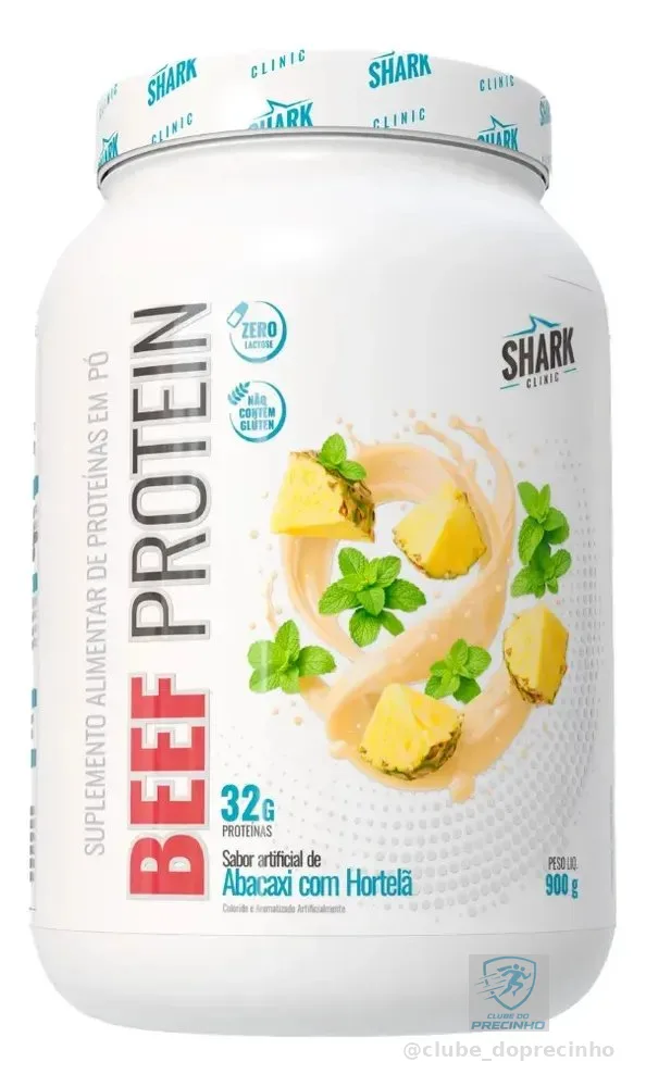 Suplemento Proteína Bovina + Colágeno 900g Shark Pro Sabor Abacaxi Com Hortelã