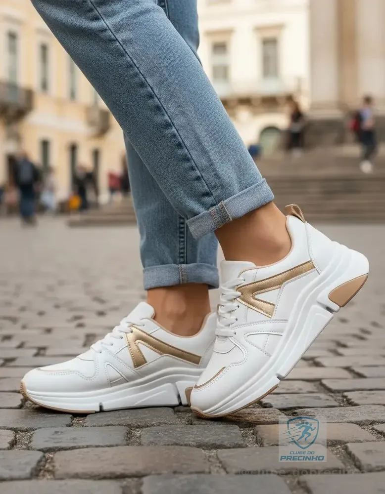 Tênis Feminino Modare Casual Chuncky Ultraconforto Branco-dourado 37 Br