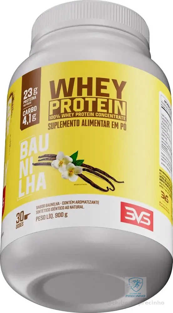 100% Whey Concentrado Com 23g De Proteína Por Dose - 900g. Sabor Baunilha