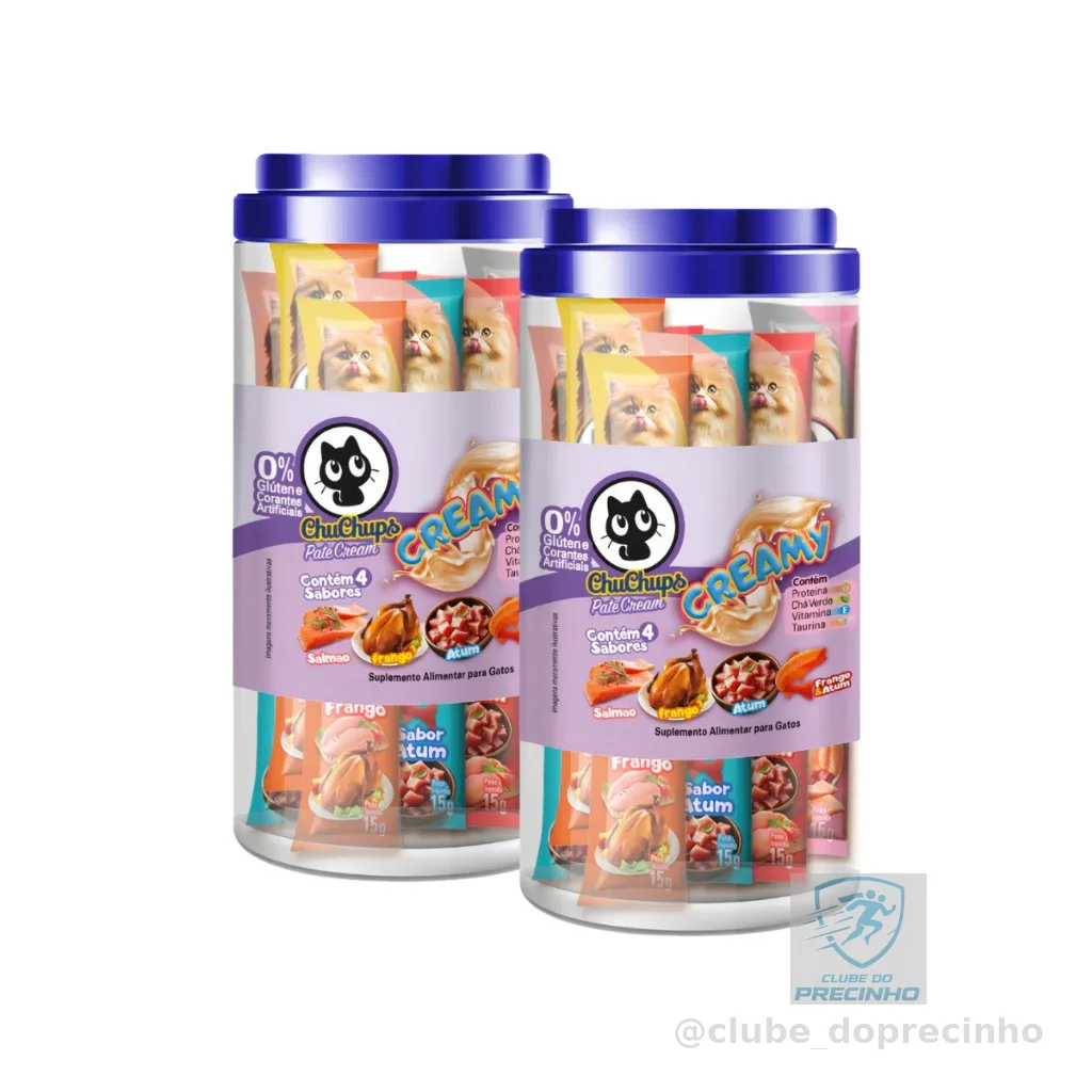 Kit 2 Potes ChuChups Cream Tubo Sortido Para Gatos Premium