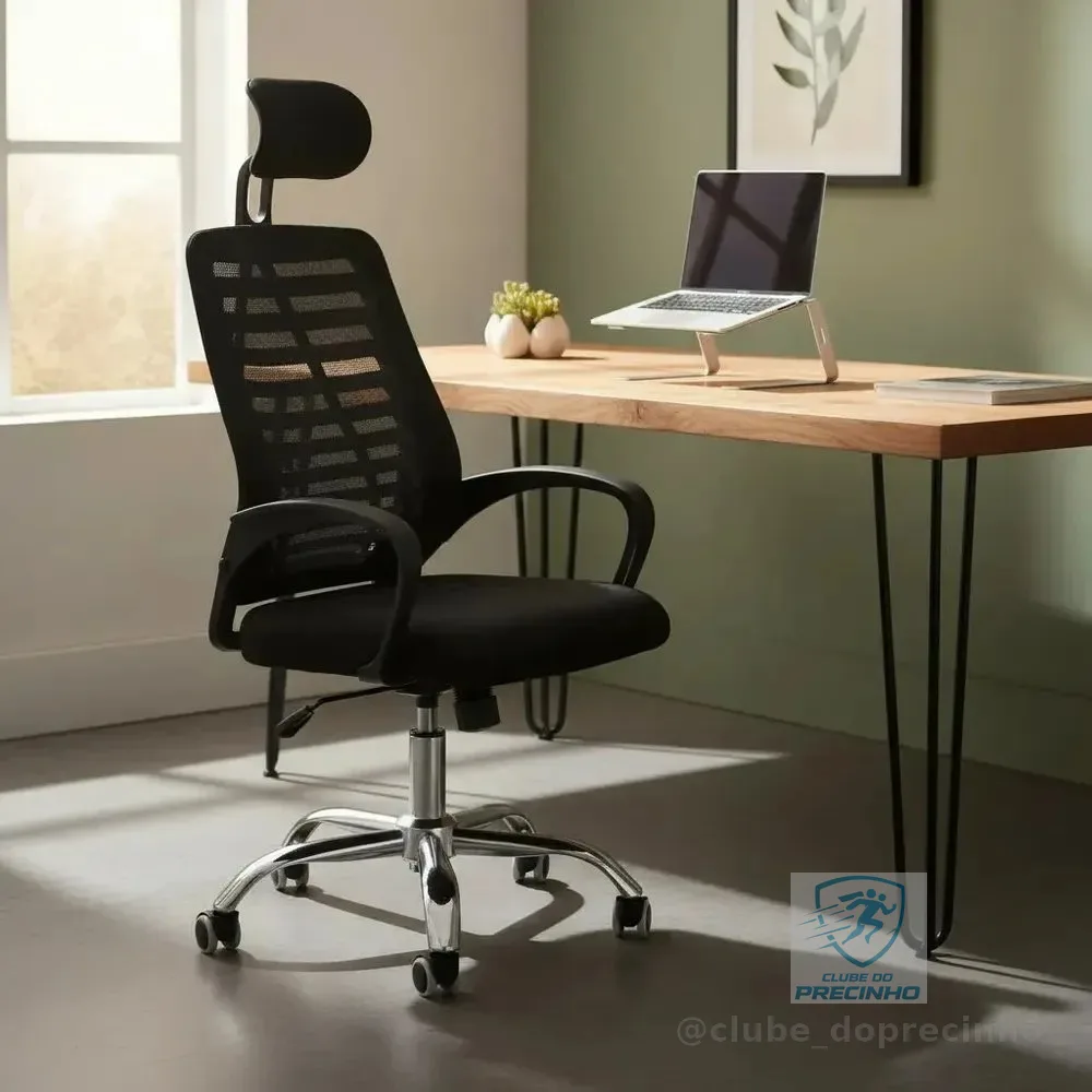 Cadeira Executiva Eike Mesh Zebra Alta Preta Giratória Ergonômica Com Reclinável