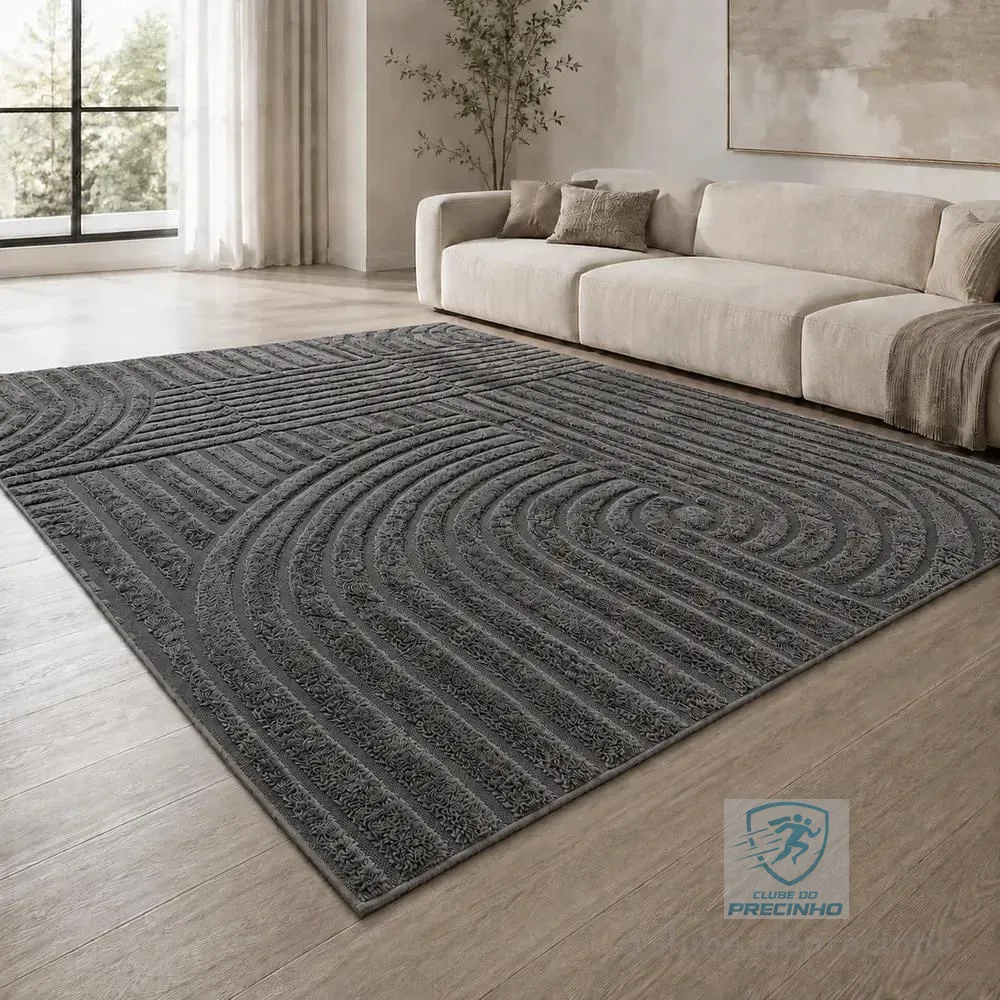 Tapete Sala 2,0x1,5m Antiderrapante Relevo California Cinza 2 M 1.5 M Cinza