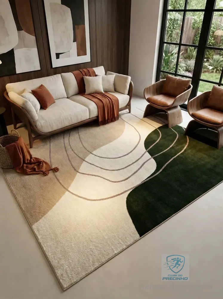 Tapete Sala Dune Exclusivo Alto Padrão Diversos Tamanhos 3 M 2 M Bege/verde