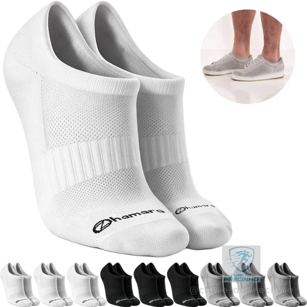 Kit 10 Pares Meias Zhamaro Algodão Sapatilha Masculina Feminina Meia Cano Curto Soquete Confortável