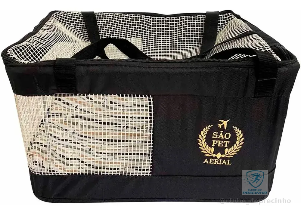 Bolsa Transporte Flexível GOL São Pet Para Viagem Aérea Cachorro Gato Cor Preta 43x32x24cm