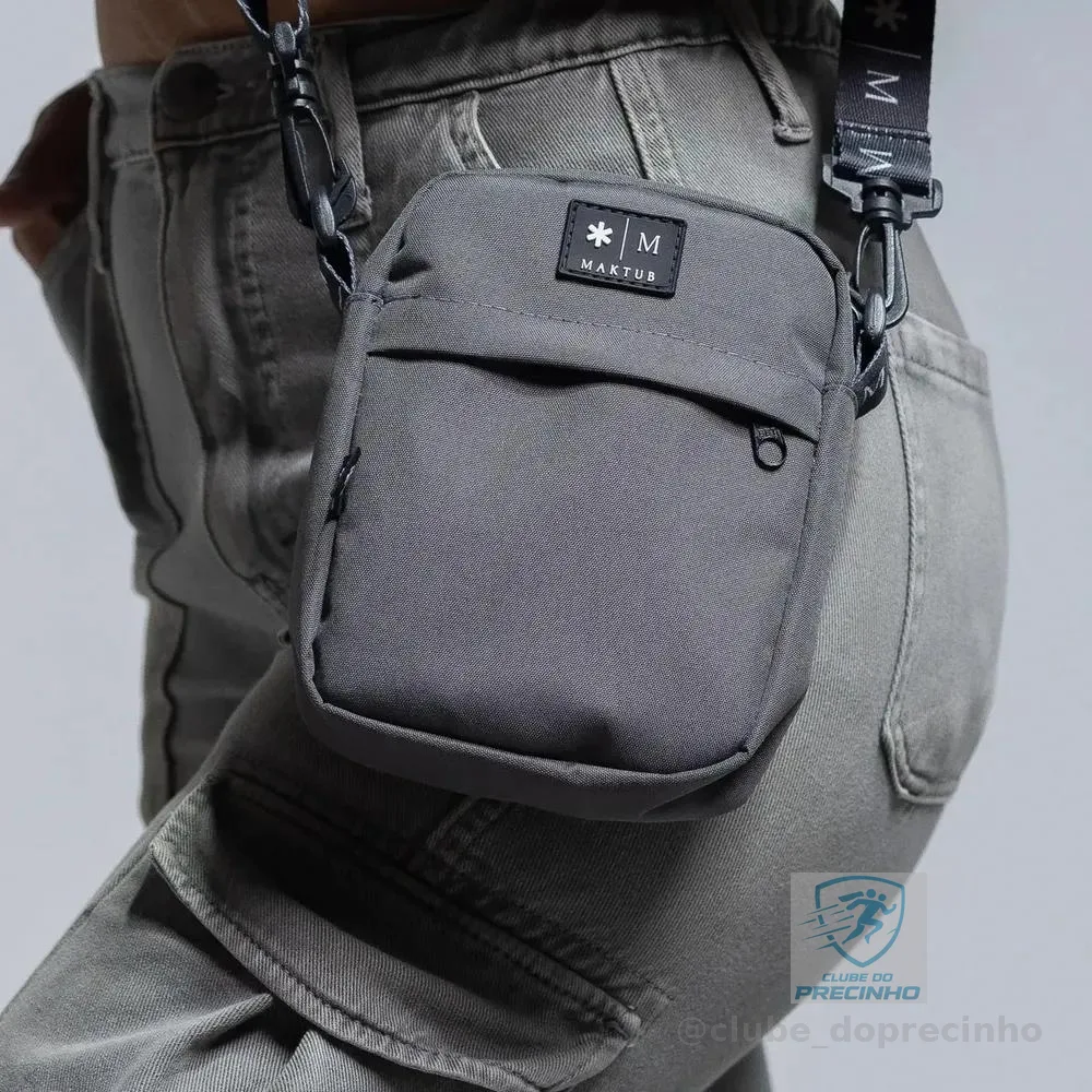 Mini Shoulder Bag Unisex Maktub Transversal Bolsa Tira Colo Cor Cinza