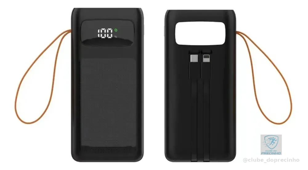 Carregador Portátil 30000mah Turbo 22.5w Power Bank Premium Preto