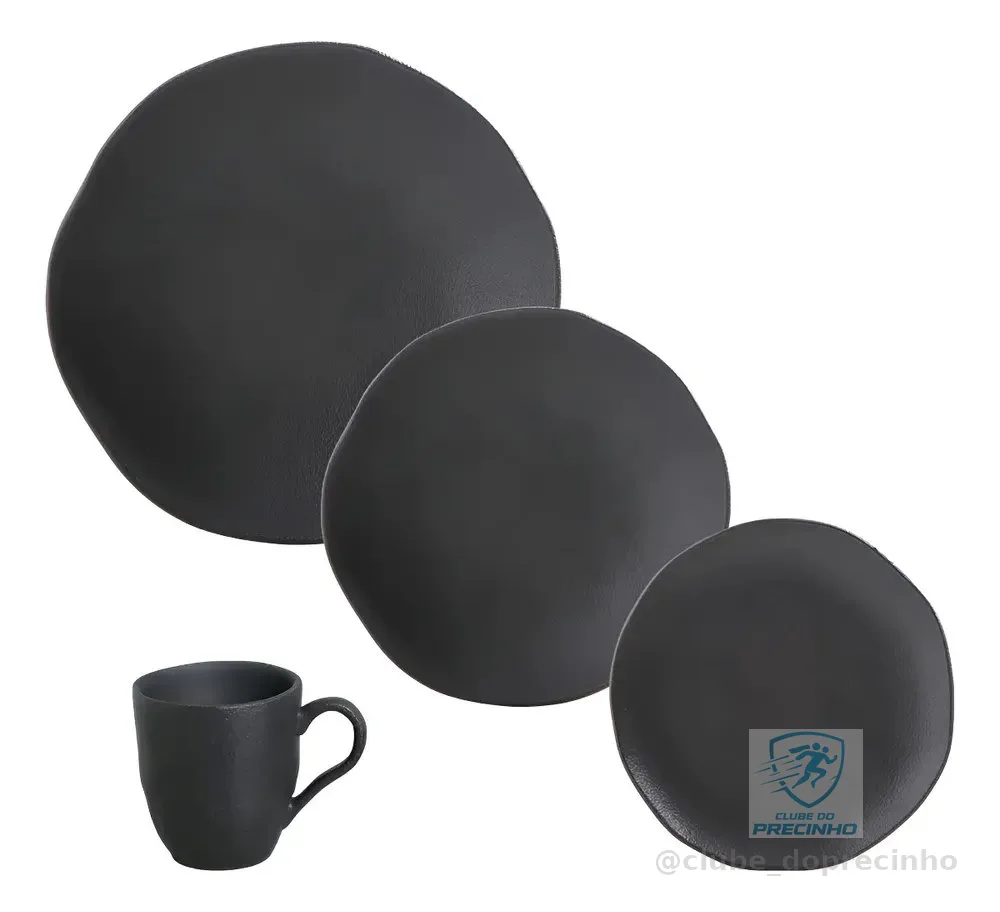 Aparelho de Jantar 16 peças Orgânico Preto matte Porto Brasil