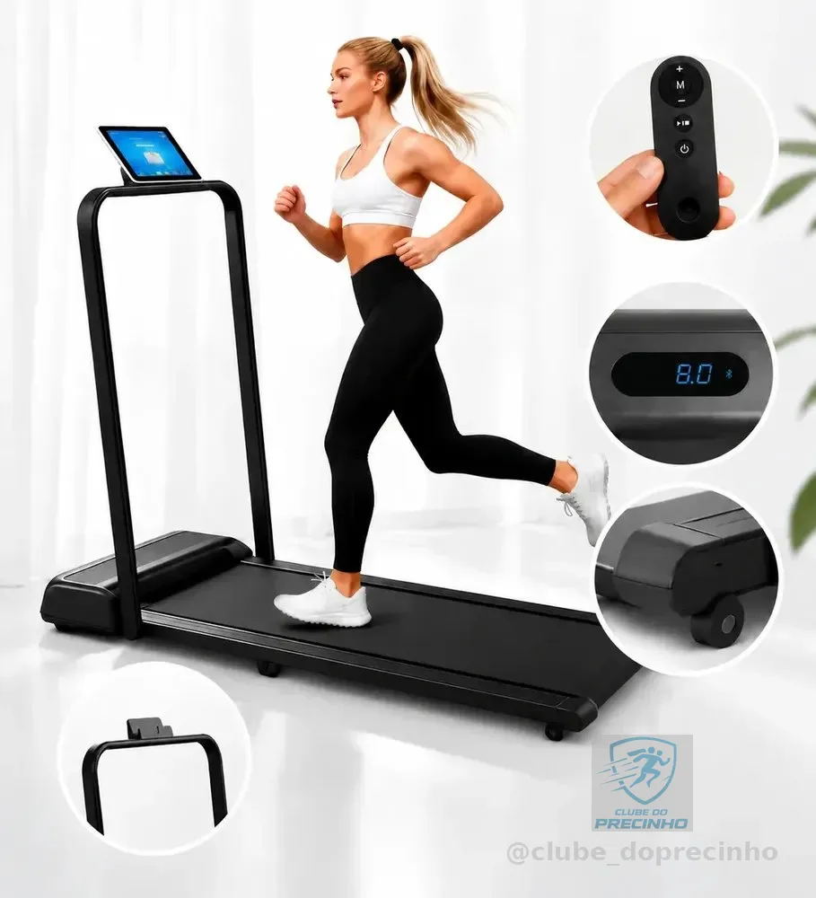 Esteira Elétrica Dobrável para Caminhada 6km/h Compacta com Controle Remoto e Display LED