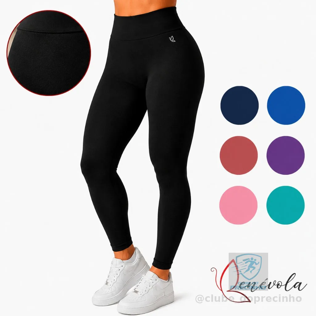 Calça Legging Benévola Feminina Poliamida Sem Costura Grossa Cintura Alta Sem Transparência Fitness