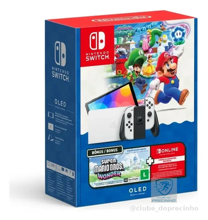 Console Nintendo Switch Oled Nintendo Bundle Super Mario Bros Wonder 3 Meses Nintendo Switch Online 64gb Branco