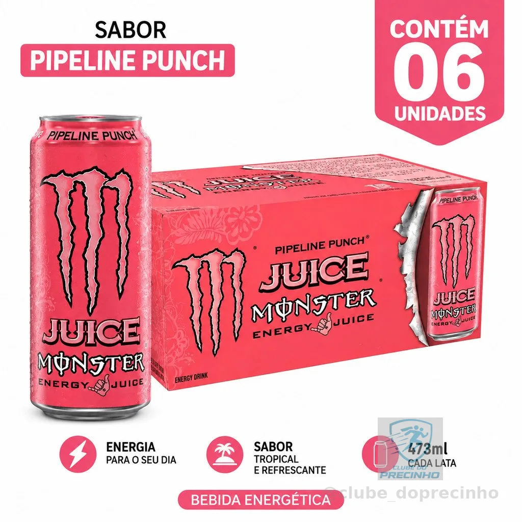 Energético Monster Pipeline Punch Lata 473ml 6 Unidades