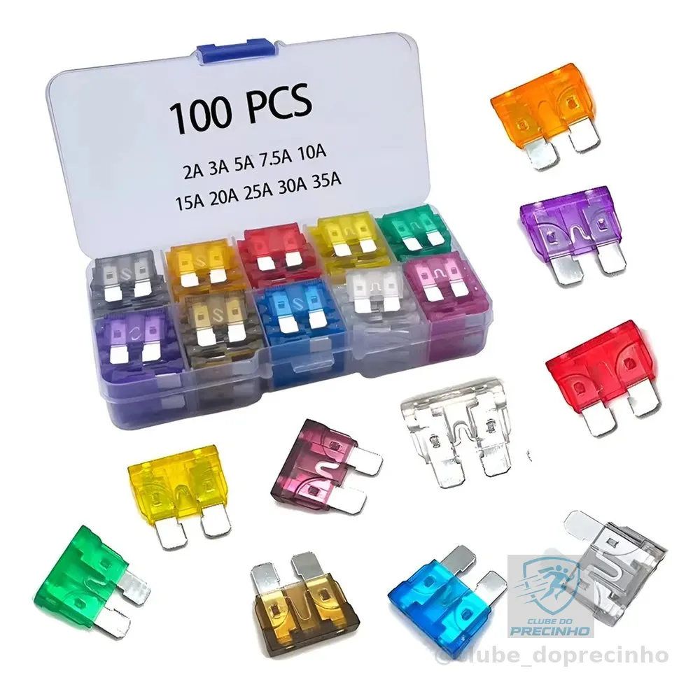 Fusível Automotivo Médio Lâmina Kit 100PCS 2A-35A Onn Smart Things