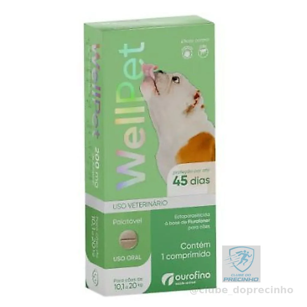Wellpet 200mg Antipulgas Carrapatos Cães 10-20kg Fluralaner