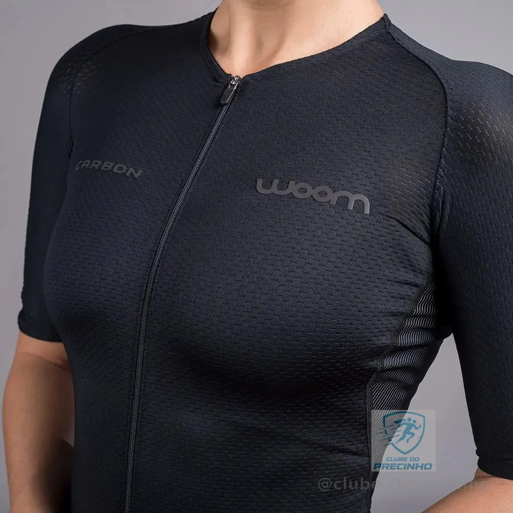 Top Triathlon C/ Manga Woom Carbon Storm Black Feminino - PP e M