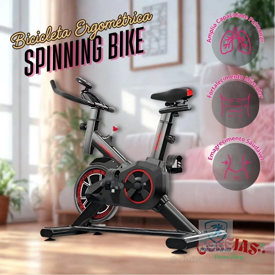 Bicicleta Spinning Profissional Ergométrica com Roda de Inércia Reforçada Suporta 120kg