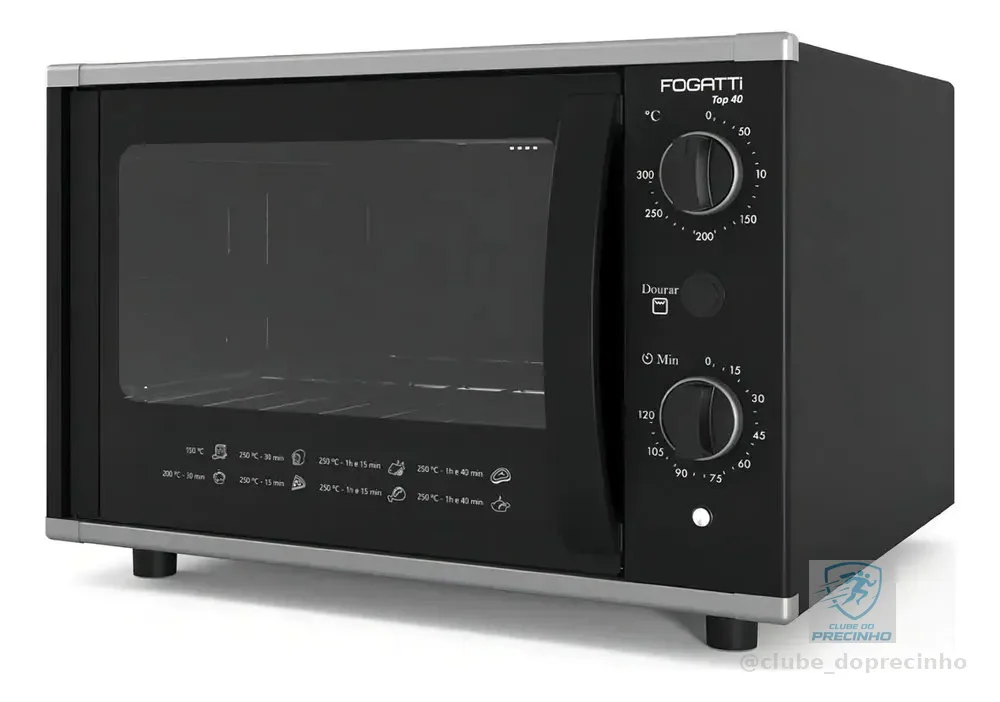 Forno Elétrico De Bancada Top 40l Black - Fogatti Cor Preto