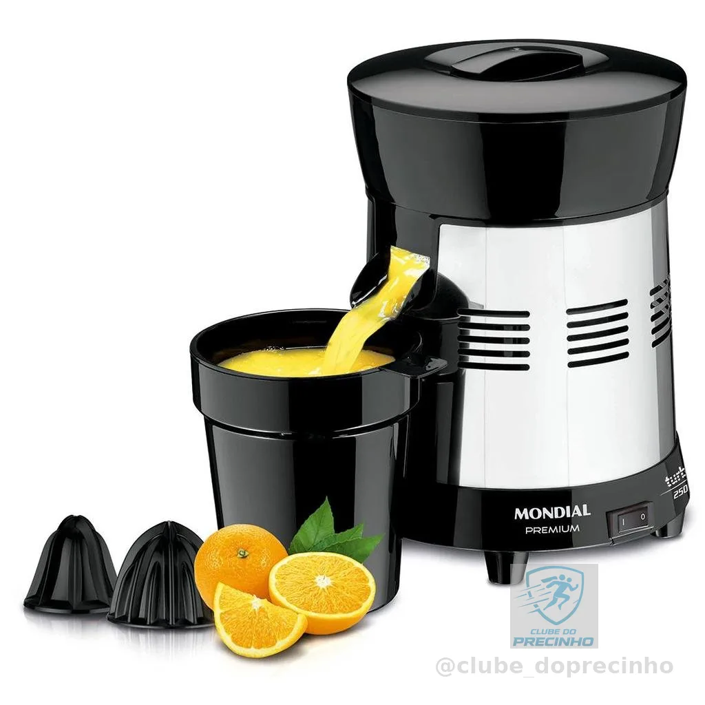 Extrator de Sucos Turbo Premium Mondial Preto e Inox 250W E-10