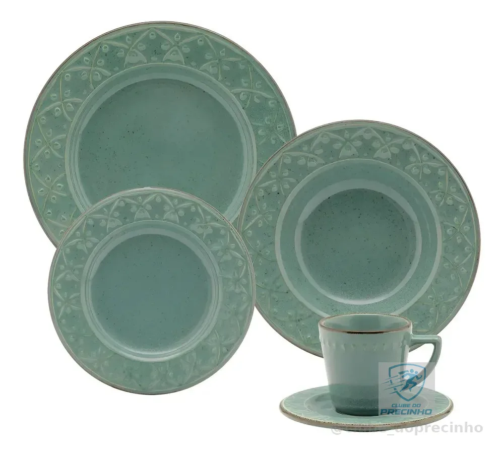 Aparelho De Jantar E Chá 20 Peças Oxford Mendi Malaquita Verde