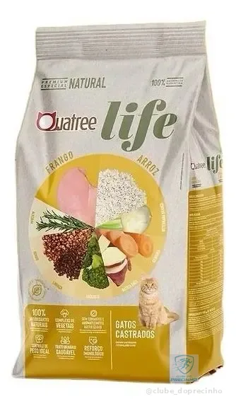 Ração Quatree Life gatos ad castrados 10,1kg sem transgênicos