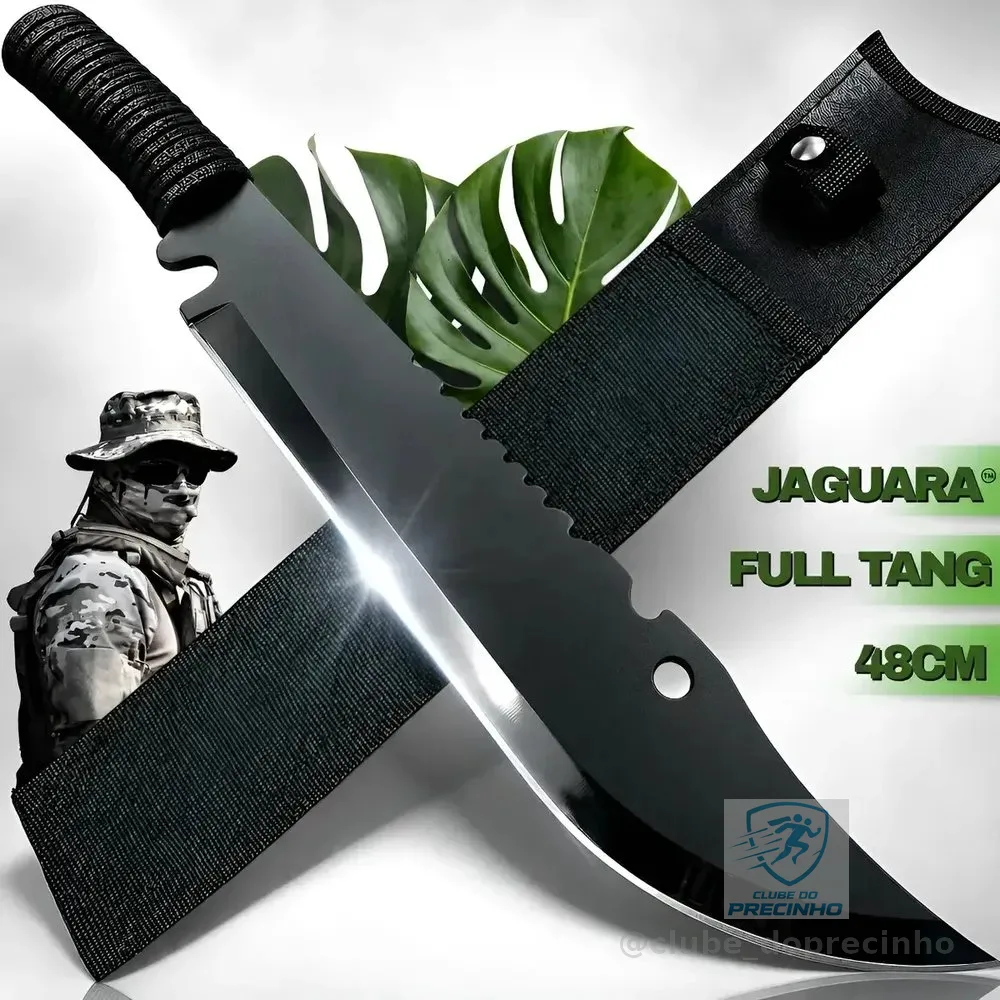 Facão Tático Militar Full Tang Serrilhado 48cm Com Bainha Camping Caça Pesca Mato Floresta Trabalho Com Abridor De Garrafa Perfeito Para Presente Peixeira Super Afiado Bruto Roça Fazenda Dia dia