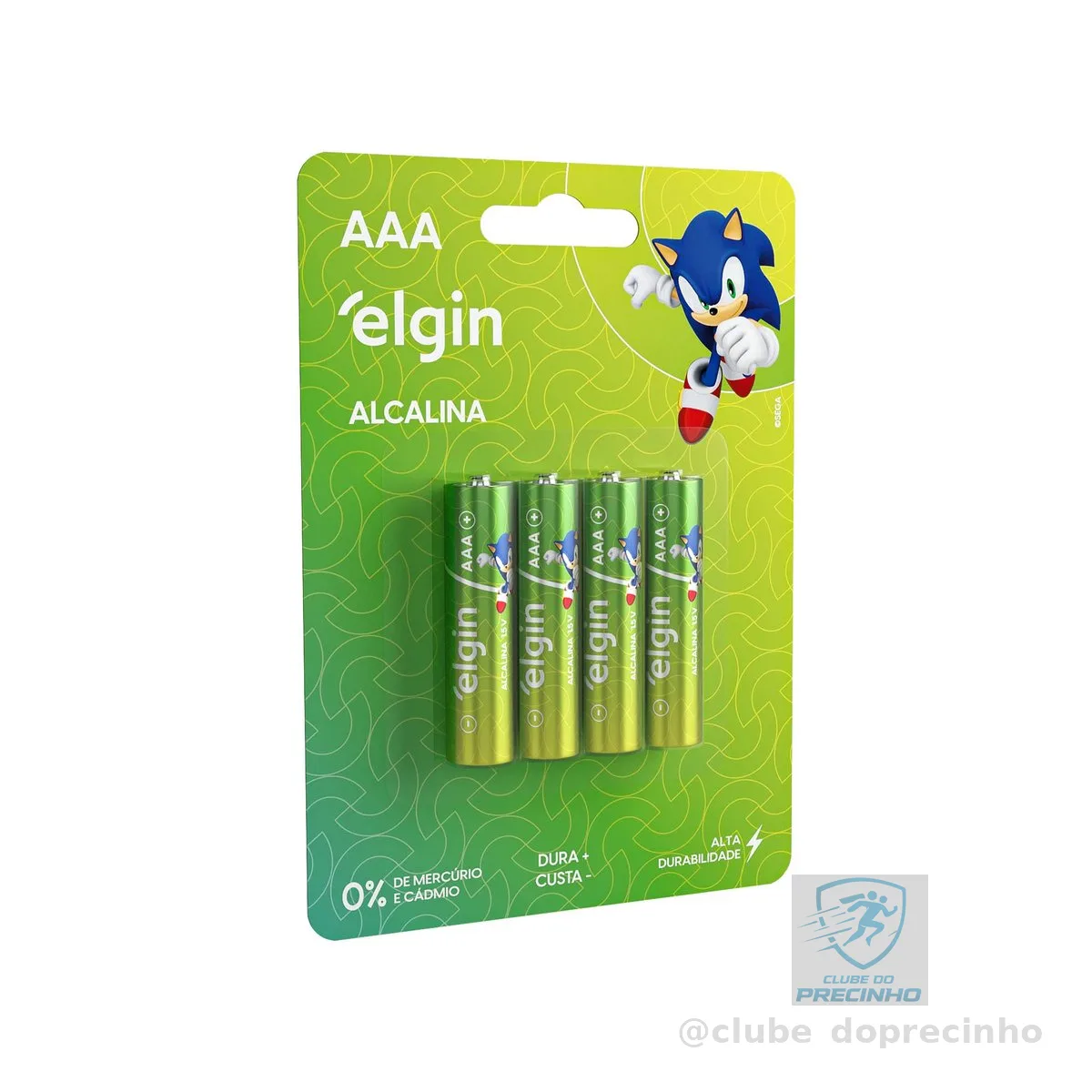 Pilha Alcalina, Elgin, Palito AAA, Blister com 4
