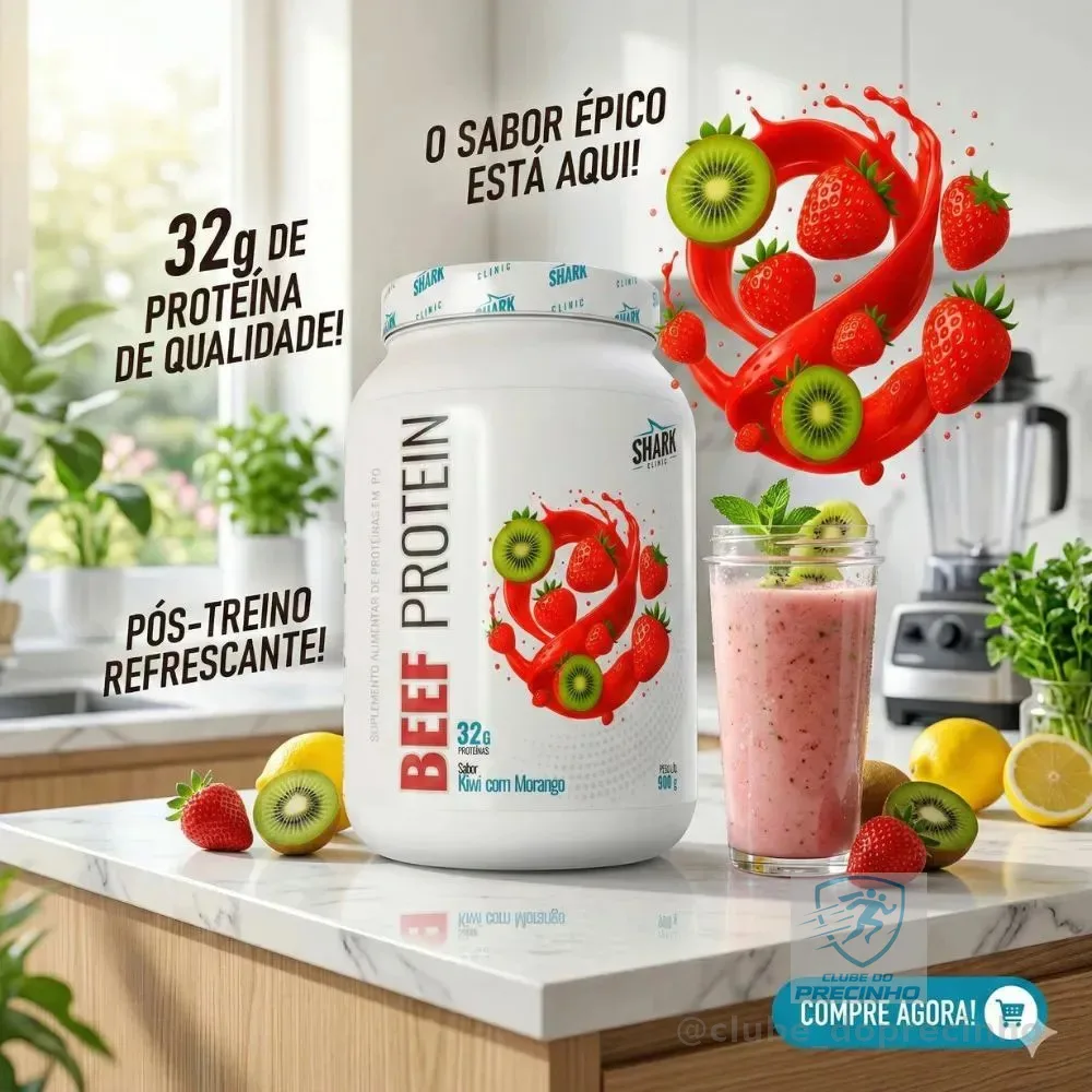 Beef Protein Isolado Hidrolisado Morango Kiwi 900g Shark Morango Kiwi Morango Kiwi