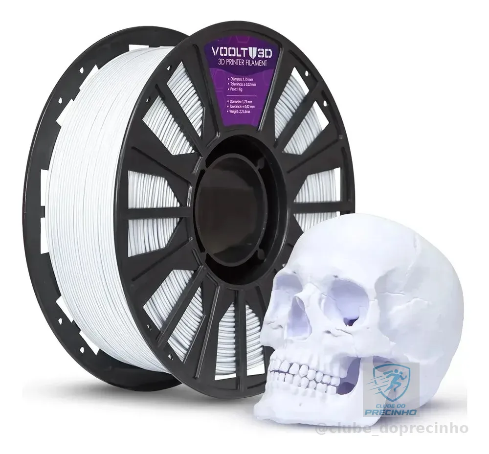 Voolt 3d Filamento Pla Velvet Premium High Speed 1kg 1,75mm Cor Pla Branco Velvet