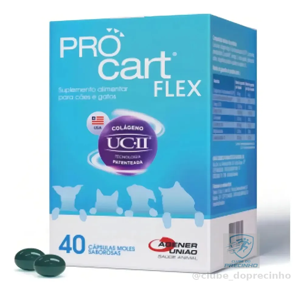 Suplemento Colágeno Cães e Gatos Procart Flex 40 Cápsulas