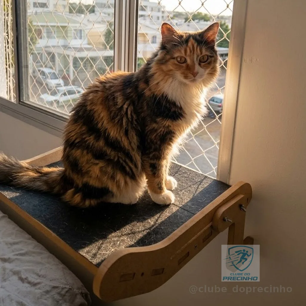Janeleira Para Gatos Cama Suspensa De Janela Varanda MDF 15mm Reforçado Suporta Até 25kg