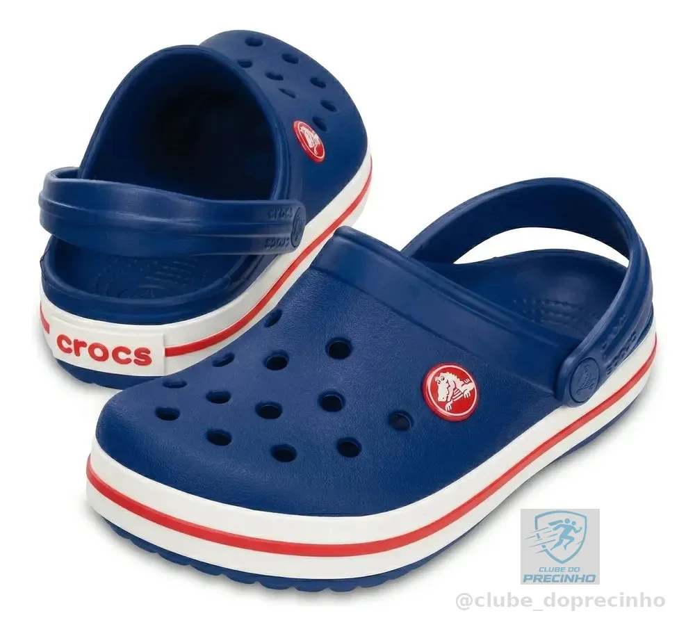Sandalia Crocs Infantil Juvenil - Original *as Crianças Amam Azul Navy/red 26 Br