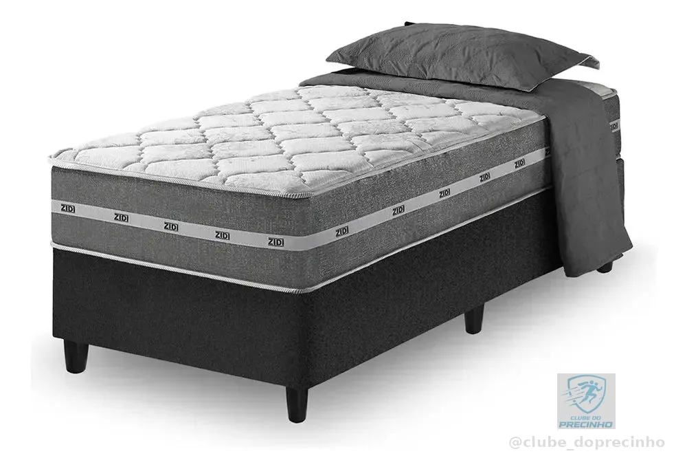 Cama Box Solteiro + Colchão Molas Ensacadas Zidi Miami 88cm